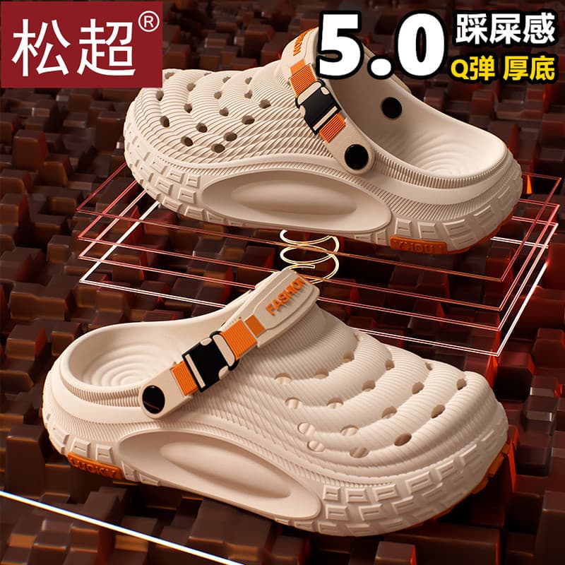 Casal buraco sapatos masculinos verão exterior Wear Anti-deslizamento desodorante Toe-coberto chinelos esportes ao ar li