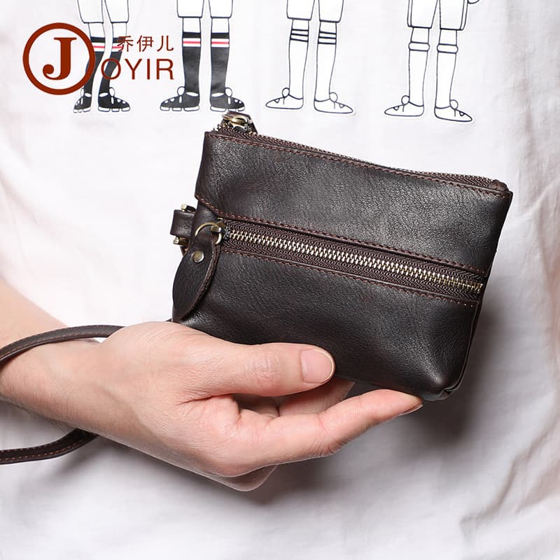 Simples artesanal Retro couro genuíno caso chave do carro moda Casual moeda bolsa das mulheres dos homens caso chave pri