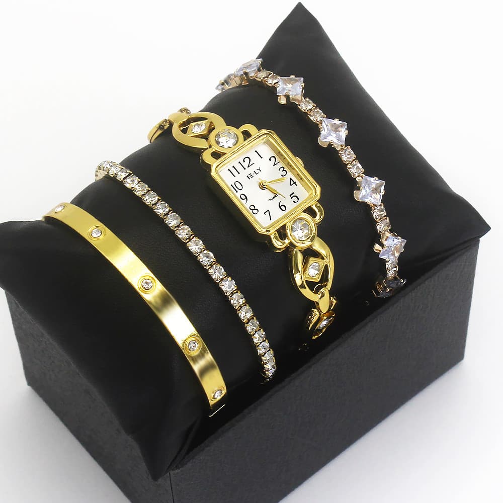 Relógio feminino relógio de moda feminina senhoras pulseira conjunto presente pequeno relógio de quartzo simples quadrad
