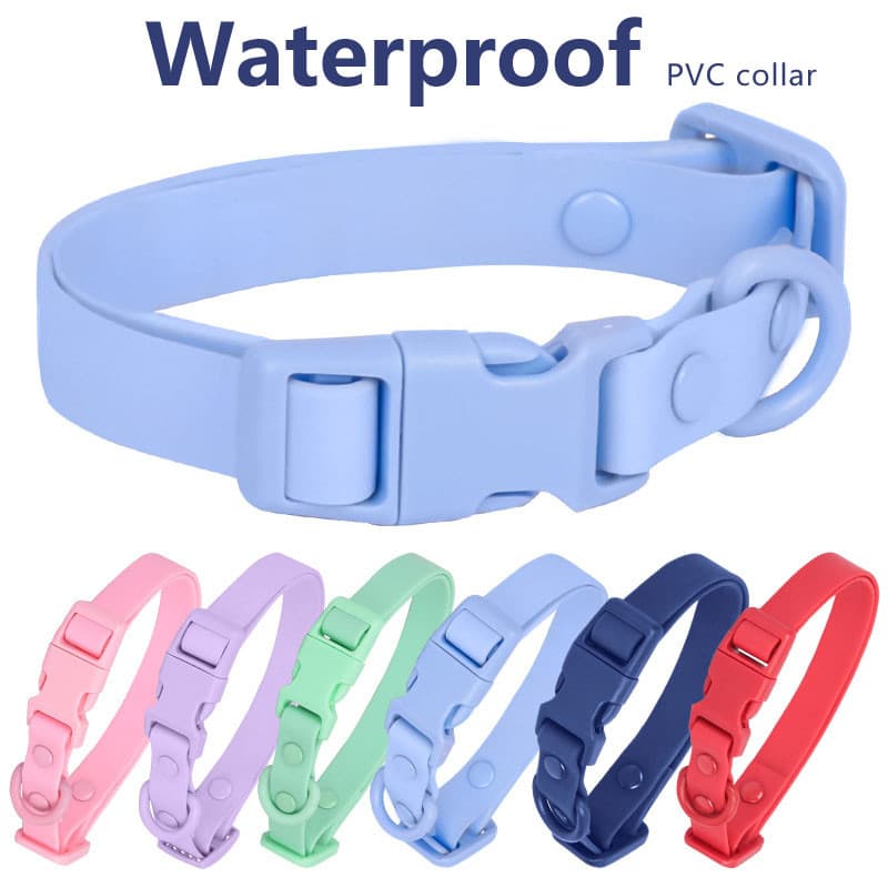 Coleira impermeável para animais de estimação, coleira para cães, material de PVC macio e ajustável para cães de pequeno
