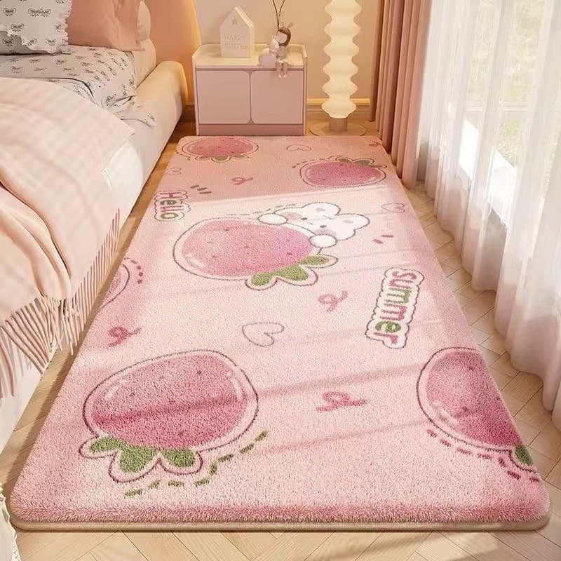 Bonito cobertor de cabeceira imitação Cashmere tapete dos desenhos animados quarto longo resistente à sujeira fácil de c