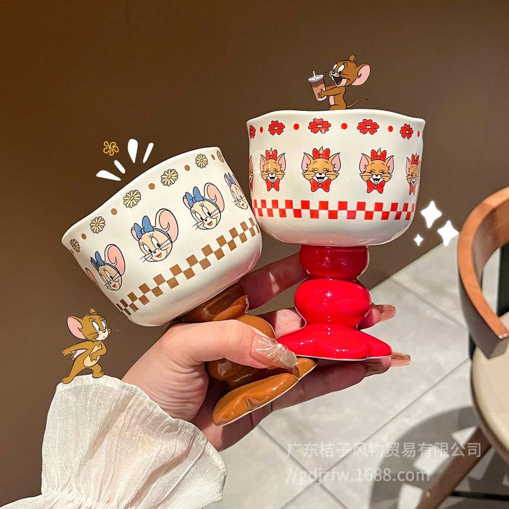 [Frete grátis] Copo de água Garrafa de água Copo Caneca Xícara de café Xícara de café de cerâmica Desenho animado Gato e