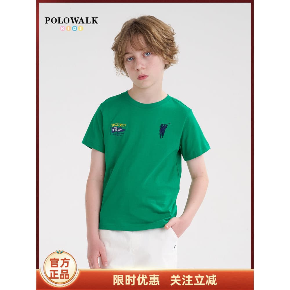 POLOWALK Roupas Infantis Novo Produto Verão Manga Curta Em Torno Do Pescoço Camiseta Roupas Infantis Meninos Meninas Nov