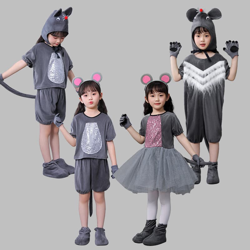 Dia das crianças traje do rato das crianças mouse comendo pimenta desempenho traje mouse gaze saia personagem traje de d