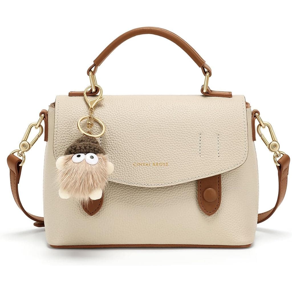 Bolsa transversal feminina, bolsa de mão feminina de couro, dois estilos de transporte com acessórios