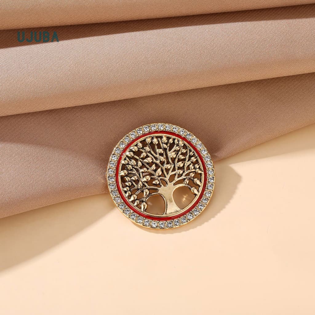 Broche De Árvore UJ.B , Galvanizado Com Strass Brilhantes , Liga Resistente Para Uso Versátil