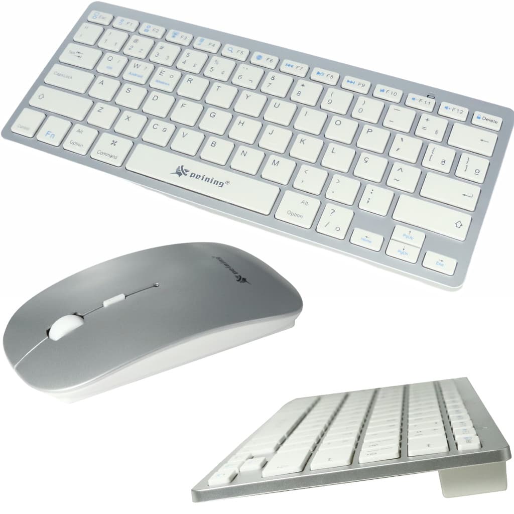 Teclado e Mouse Sem Fio UItra Slim Bluetooth** Recarregável ABNT2 Prata