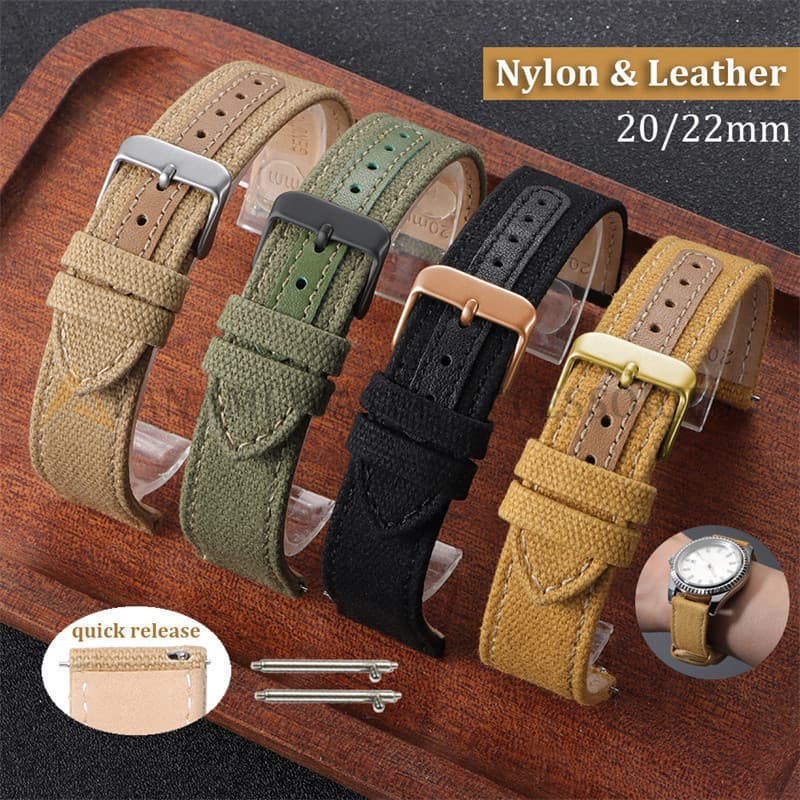 Pulseira De Relógio De Couro De Nylon , 20mm 22mm , Lona , Mulheres , Homens , Esporte Militar , Liberação Rápida Univer
