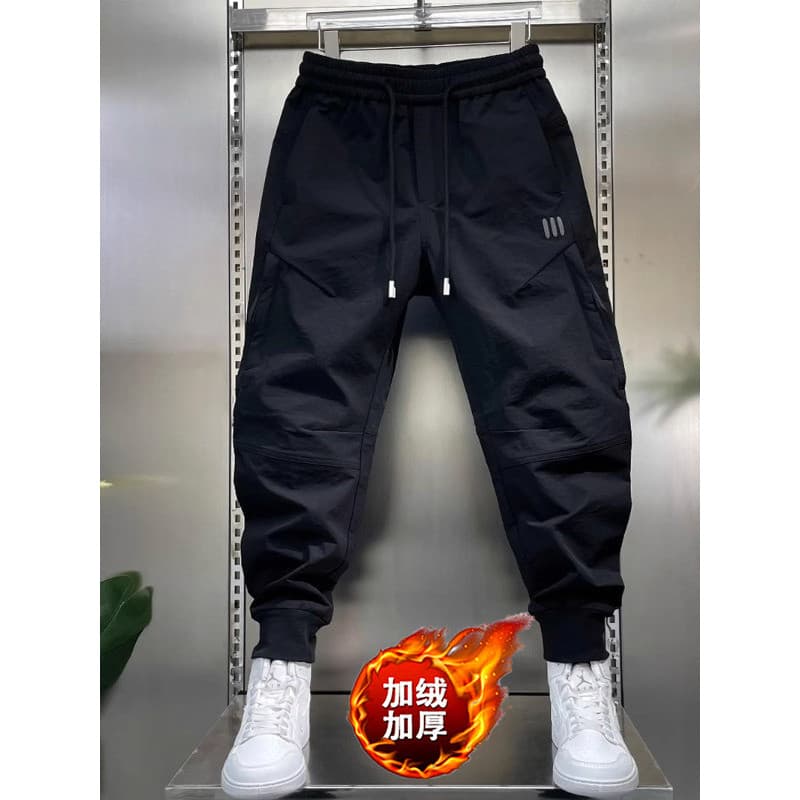 2025 novo estilo de lã calças masculinas High-End calças esportivas quentes rufião bonito pés pequenos moda calças casua