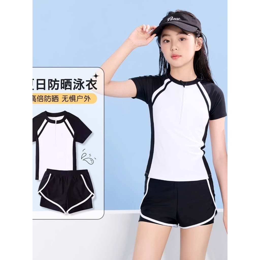 Meninas dividir maiô dupla camada roupa interior verão primavera quente parque aquático pequeno médio grande crianças te