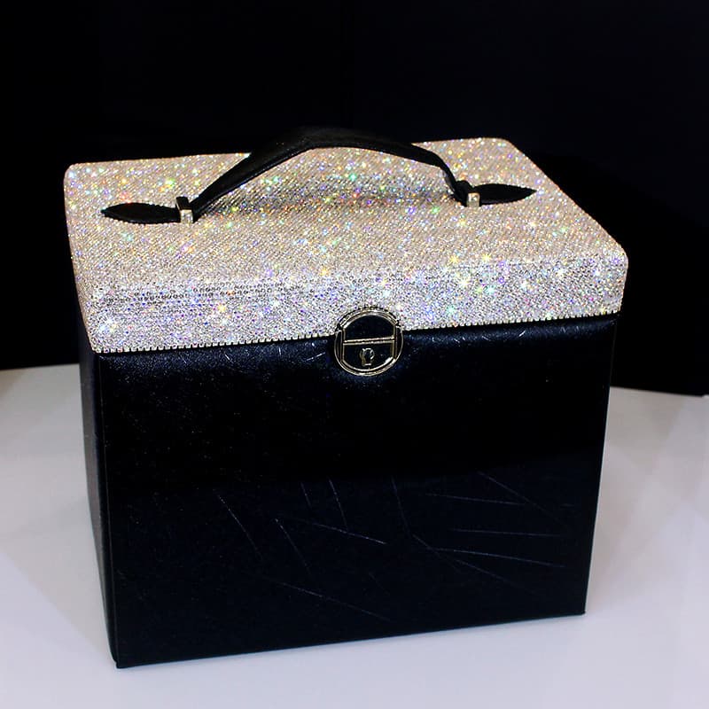 Caixa de armazenamento de jóias de diamante grande capacidade Multi-camada caixa de jóias brincos luz luxo High-End pres