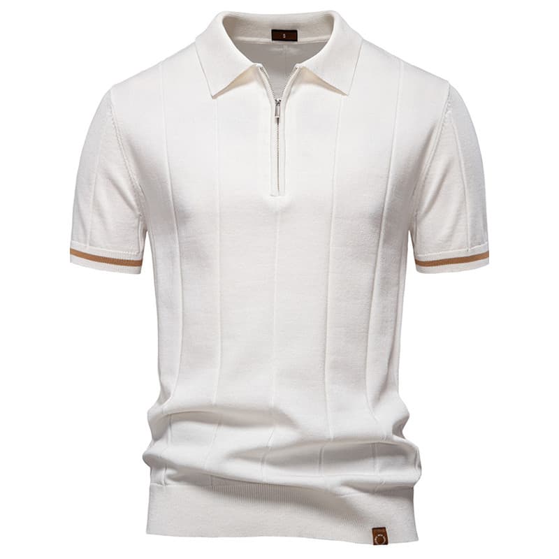 2026 novo estilo verão High-End pesado Retro masculino malha de manga curta camisa Polo masculina lapela de manga curta