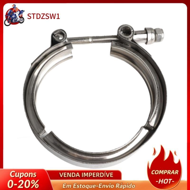 [stdzsw1] Braçadeira De Banda V De Aço Inoxidável Premium Fácil Instalação Acessório De Flange De Tubo De Escape Para At
