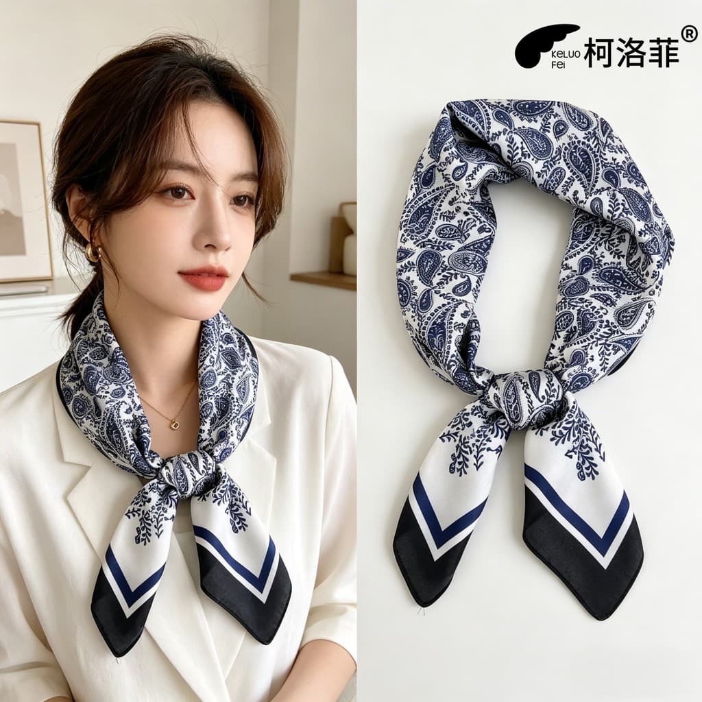 Francês Retro caju flor cintura lenço de seda pescoço decoração High-End lenço quadrado All-Match cinto senhoras novos p