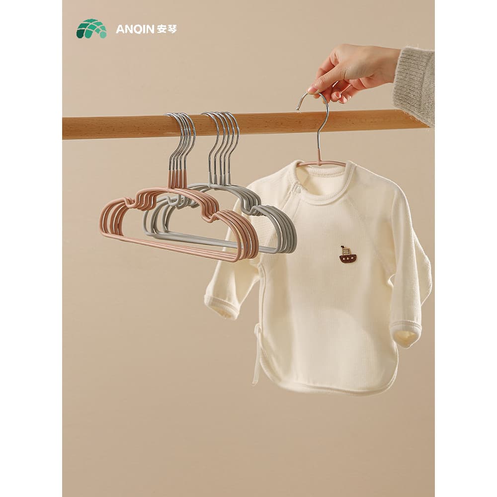 Anqin cabides infantis 20 peças, cabides domésticos sem costura para armazenamento de bebês, cabides para crianças média