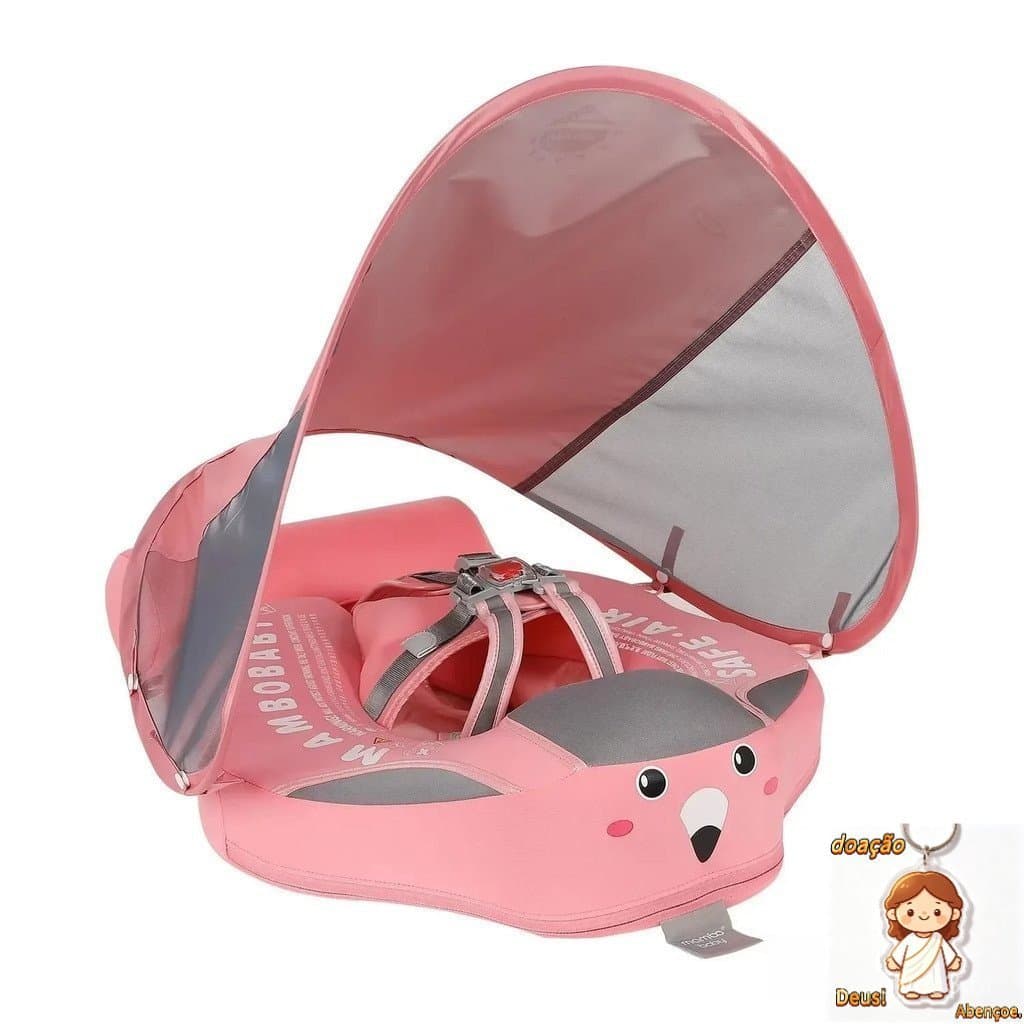Flutuador de Natação para Bebês com Teto, Linha Sólida, Anel de Natação para Piscina Infantil, Bóia Não Inflável, Acessó
