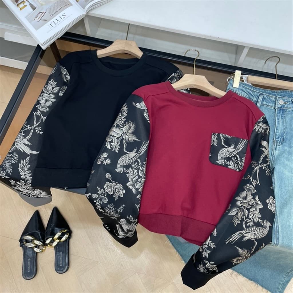 [Lin Lin] 2026 Novo moletom chinês retrô estilo chinês feminino bordado gola redonda pulôver Design Top A#20