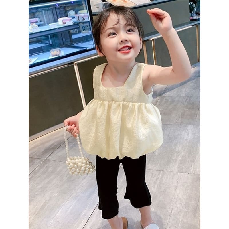 Meninas lanterna camisola 2026 novo produto estilo verão manga Puff flor Bud Halter arco topo moda calças largas