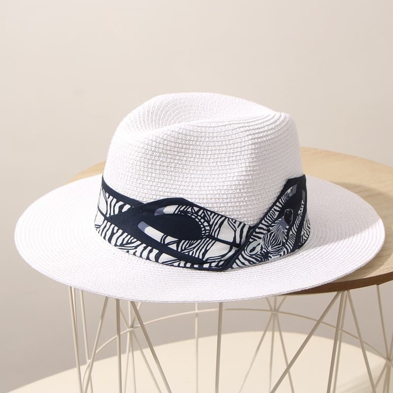 Chapéu de sol de verão masculino feminino branco aba plana chapéu de sol panamá praia de palha aba larga chapéu s