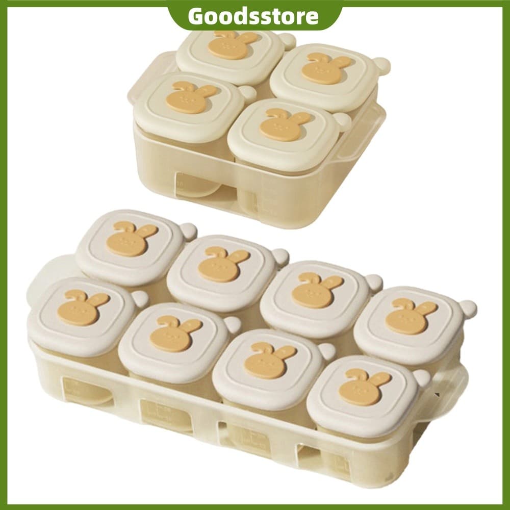 [Novo] Moldes De Silicone Para Freezer Com Escala E Bandeja Recipientes Reutilizáveis Comida De Bebê Congelar Armazenar