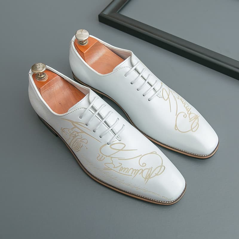 Sapatos de couro branco masculino moda esculpida sapatos formais Wear Derby boate cabeleireiro sapatos de desemp