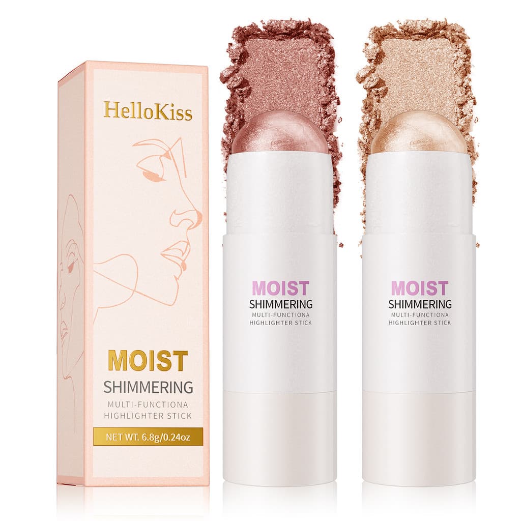 [Estoque pronto] Hello Kiss Pearlescent Repair Stick Corretivo multifuncional de alto brilho brilhante à prova d'água se