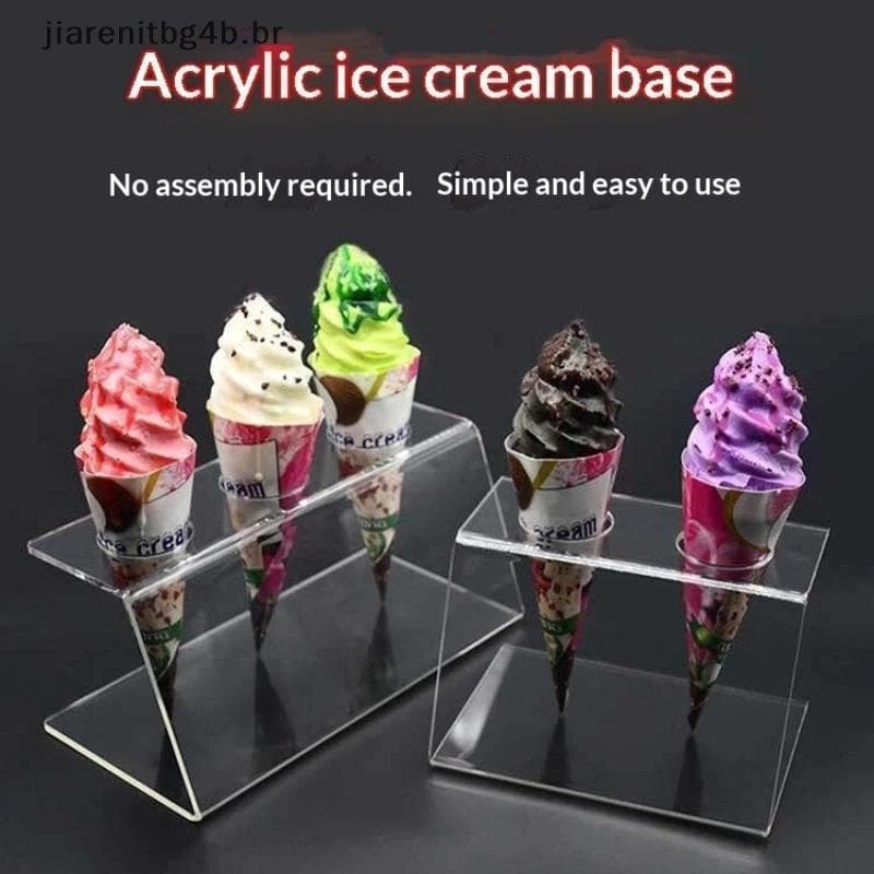 JIARN Suporte De Cone De Sorvete Acrílico Transparente Antiderrapante Sobremesa Ra 12 Slots Para Alimentos Tru Street St