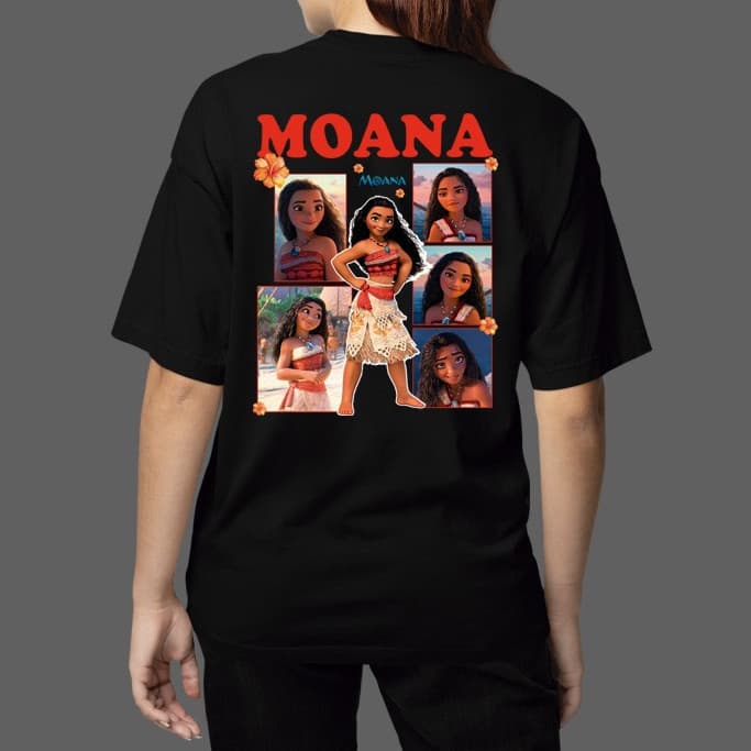 Camiseta Oversized T-shirt Blusa Moana e Maui Camisa Confortável De Algodão Unissex Filme Princesa