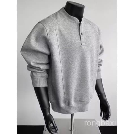 Henry colarinho meia gola alta moletom masculino feminino outono inverno Street Wear pesado americano cleanfit forro de