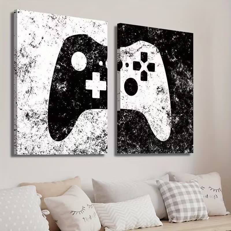 Quadro Decorativo Gamer Controle de Videogame Preto e Branco Xbox