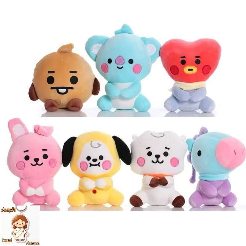 Pelúcias BT21 BTS 22cm Originais KPOP — Jungkook, V, Jimin, Suga, Jin, J-Hope, RM Bonecos Fofos Colecionáveis