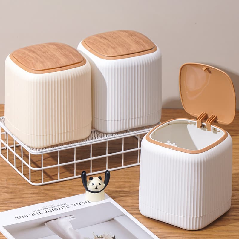 Mini Lixeira Criativa de Mesa com Tampa para Casa e Escritório, Tamanho Pequeno para Cabeceira, Quarto, Sala de Estar, R