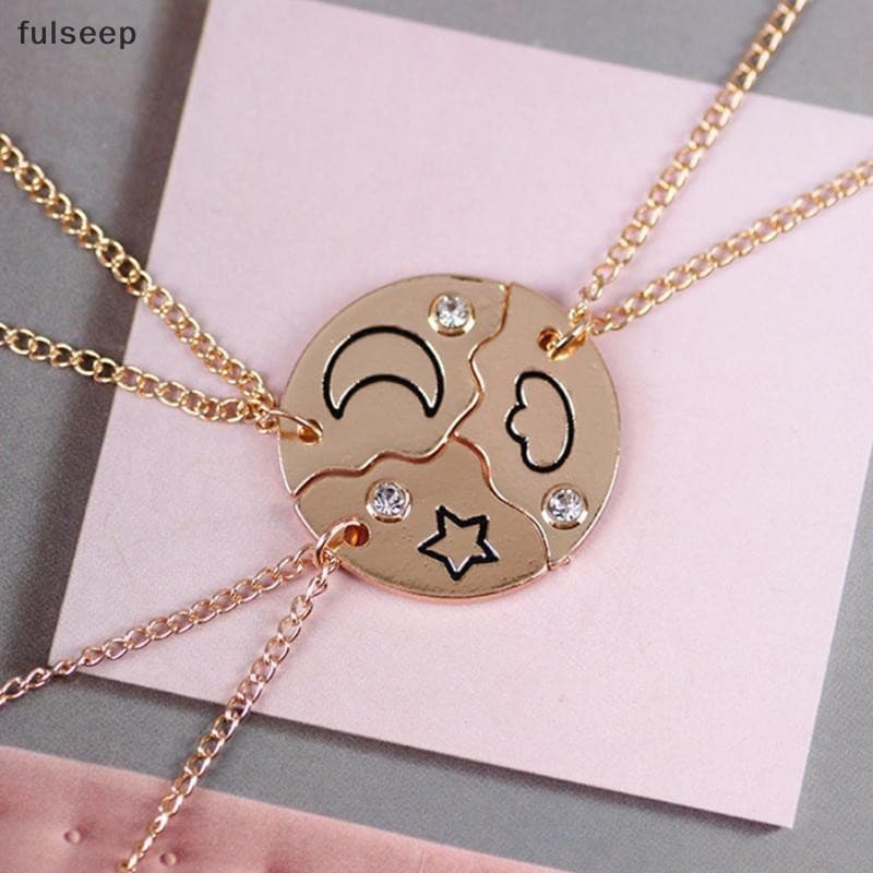 [fulseep] Conjunto De 3/4 Peças Melhores Amigos Amizade Colar Sol Lua Nuvem Estrela Incrustada Strass Costura BR