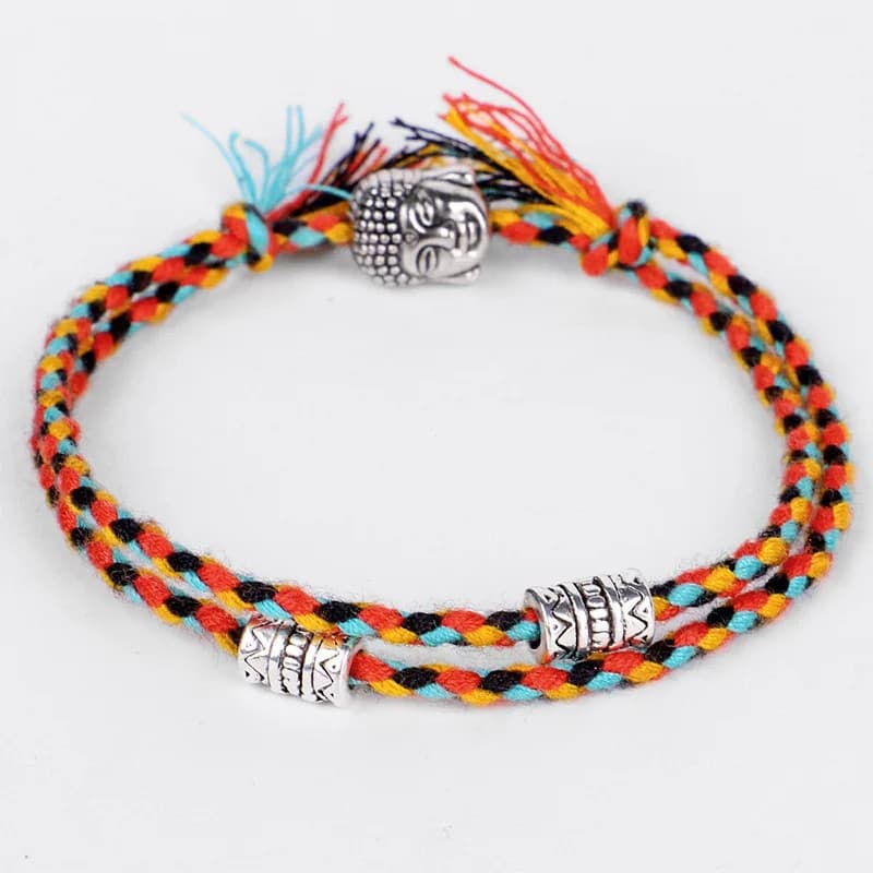 Pulseira de contas estilo tibetano, amuleto trançado da sorte, pulseira de corda trançada feita à mão, estilo tibetano p