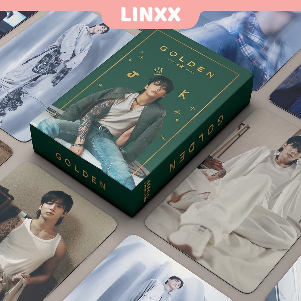 LINXX 55 Peças Álbum GOLDEN do Jungkook, Cartões Lomo Dourados, Série de Photocards Kpop, Postais SZU8 SCIJ