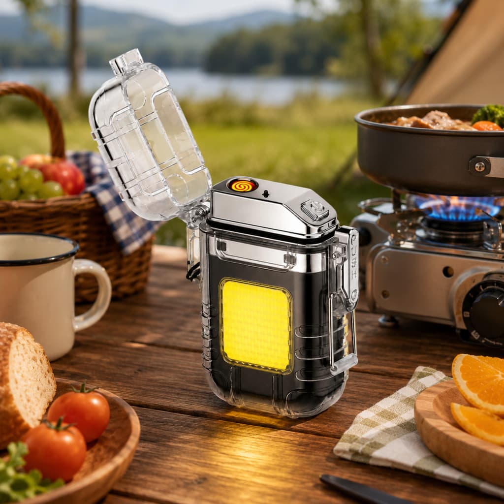 Isqueiro Elétrico USB Recarregável LED Portátil para Velas Fogão Churrasco e Uso Doméstico