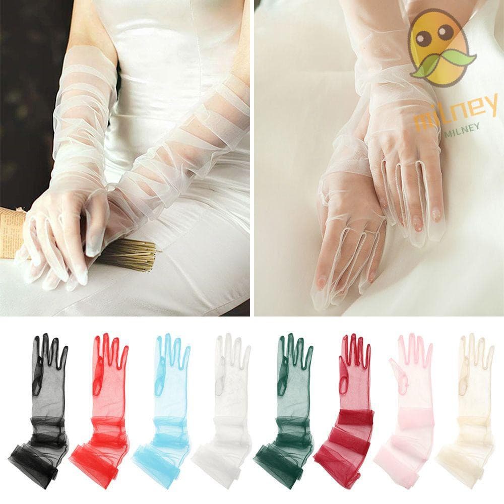 MILLNEY 1 par de luvas transparentes de dedos longos ultrafinas, acessórios de vestuário para vestido de noiva SBR9