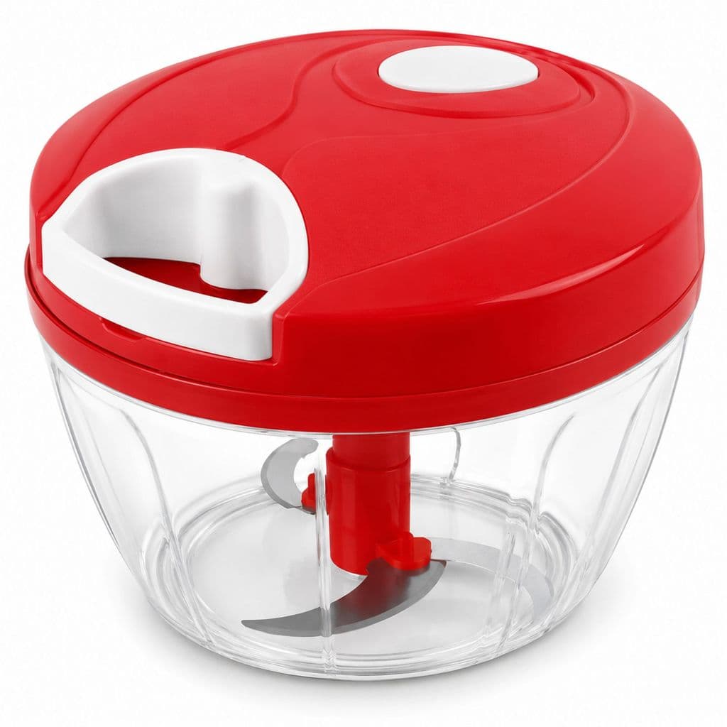 Triturador de Alimentos Manual 500ml 3 Lâminas Processador de Alho Cebola Legumes Verduras Frutas Multifuncional