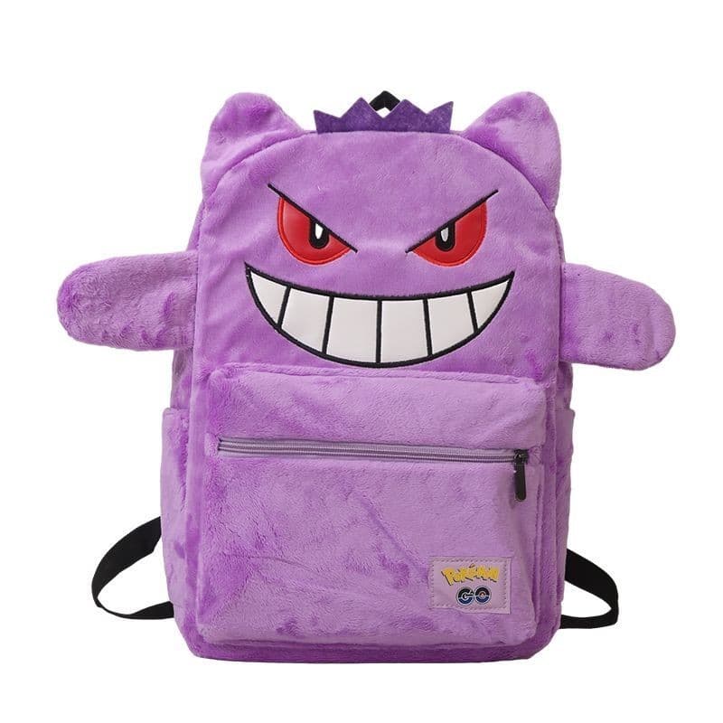 [SJB] Mochila de pelúcia roxa, mochila de grande capacidade estilo casal, mochila escolar masculina e feminina, mochila