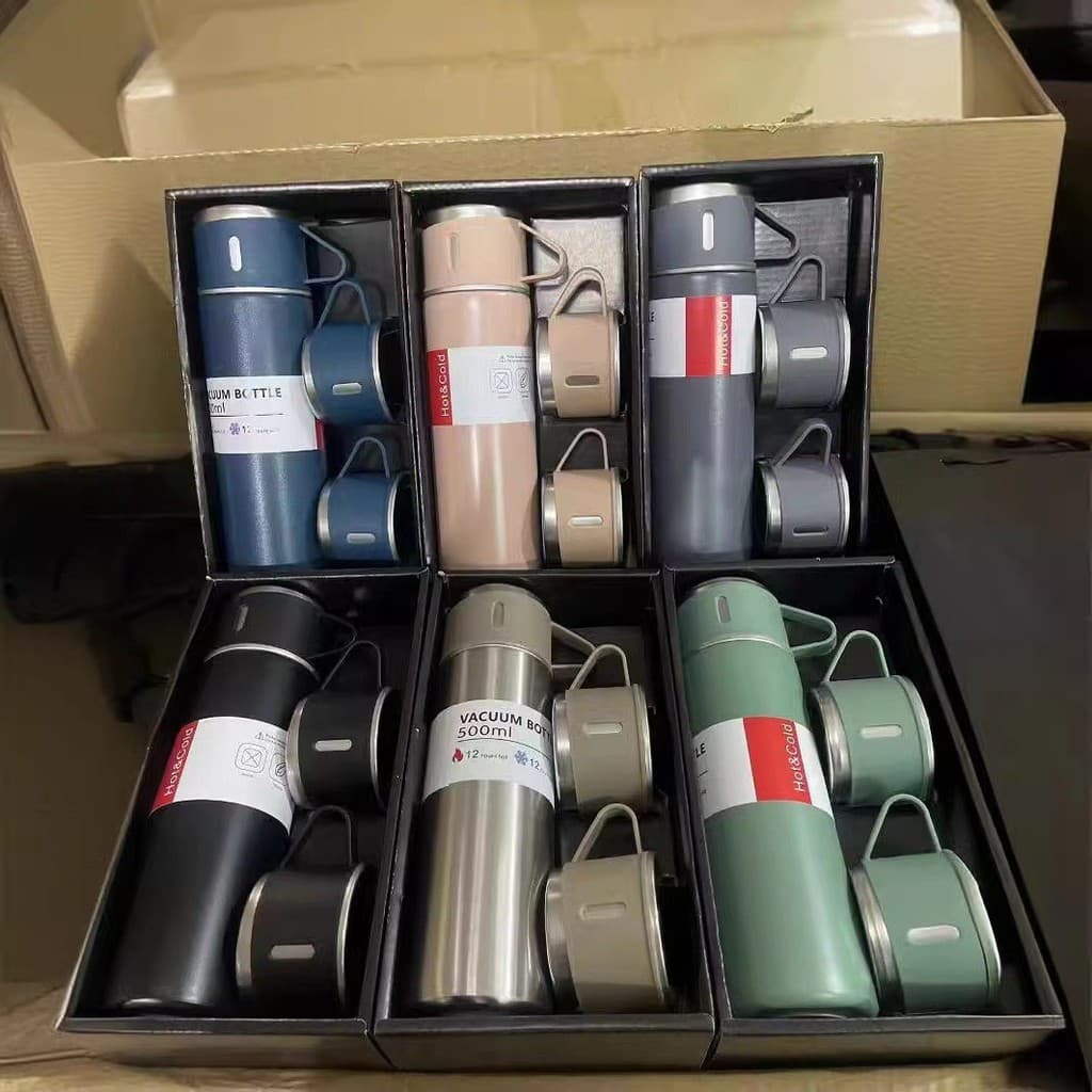 Alto valor um copo três tampa 304 conjunto de copo térmico copo de presente de aço inoxidável dupla camada doméstico cop