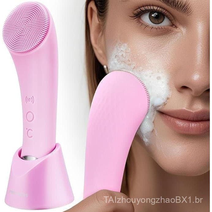 Escova de Limpeza Facial, Esfoliador Facial com Vibração e Aquecimento PRITECH, Esfoliador Facial de Silicone