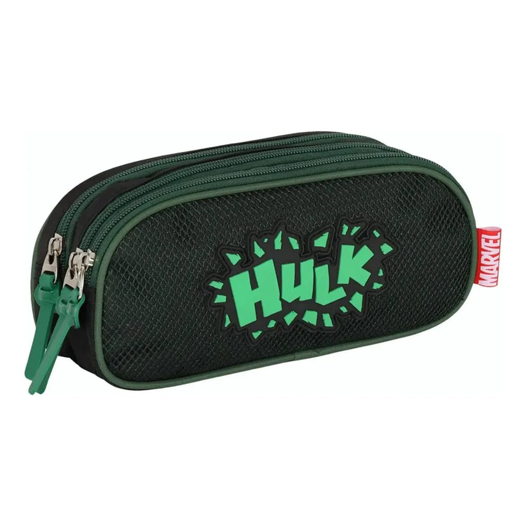 Estojo Escolar Triplo Verde Marvel Super Herois Hulk Luxcel