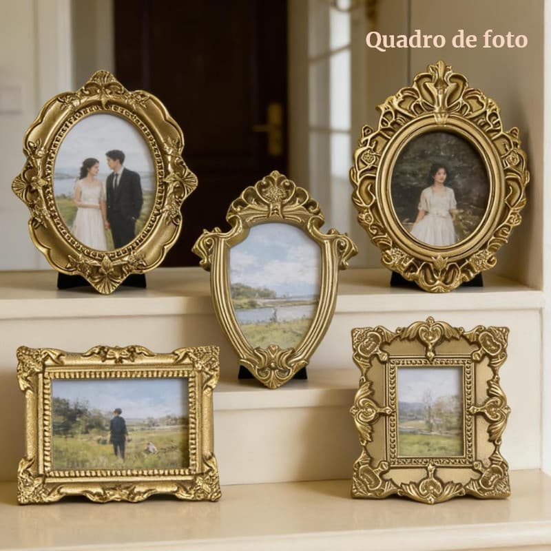 12pçs Porta-Retratos De Resina Retrô Criativa , Rack De Exibição , Decoração De Mesa , Suspensão De Parede , Formato Ova