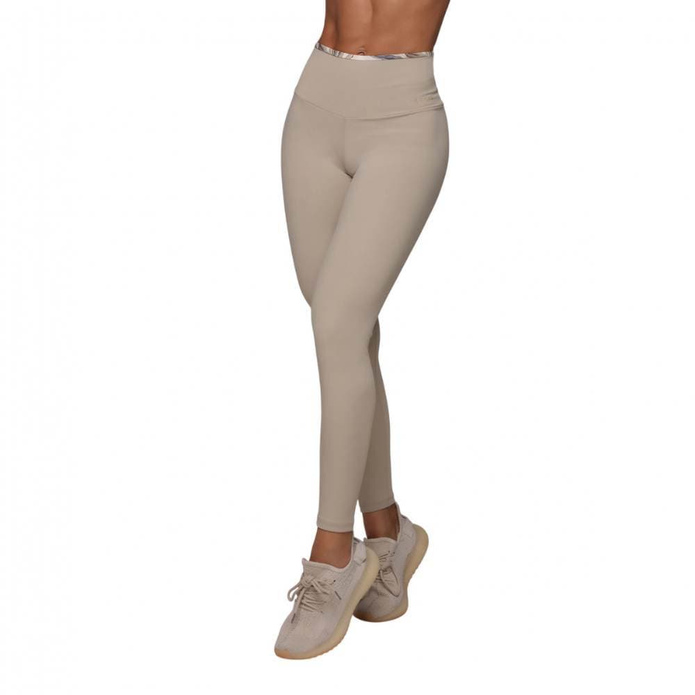 Calca Legging Empina Bumbum Bicolor Cinza Ivory Moving