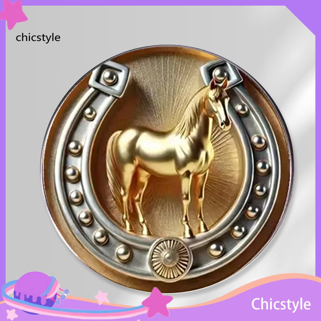 Stacked design of gilt horse head and sun design: the center is inlaid with a relief high-spirit