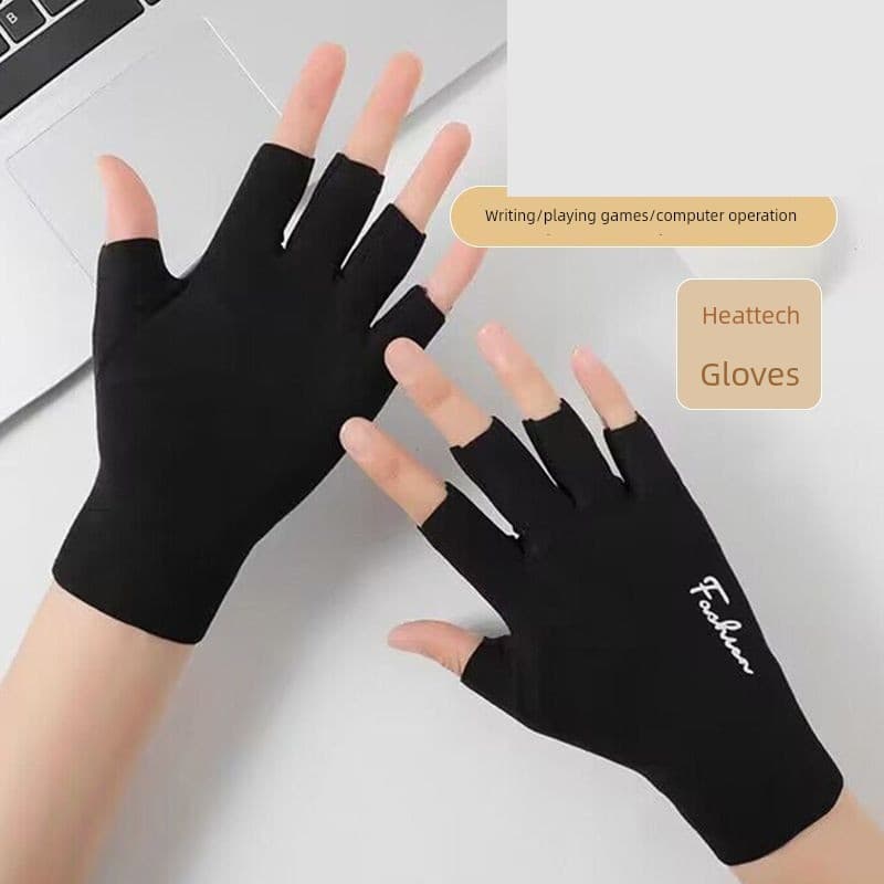 Aquecimento alemão veludo meio dedo luvas das mulheres dos homens inverno outono inverno meia seção forro de lã estilo f