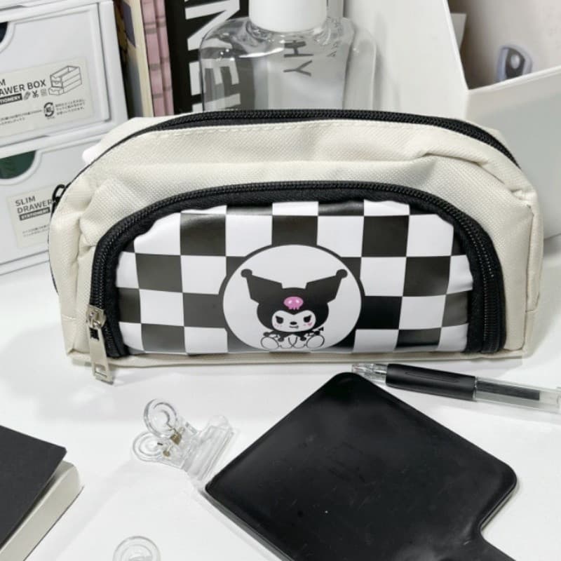 Estojo de lápis Kuromi de alto valor estético, modelo estudantil Cinnamoroll My Melody, caixa de material escolar de gra