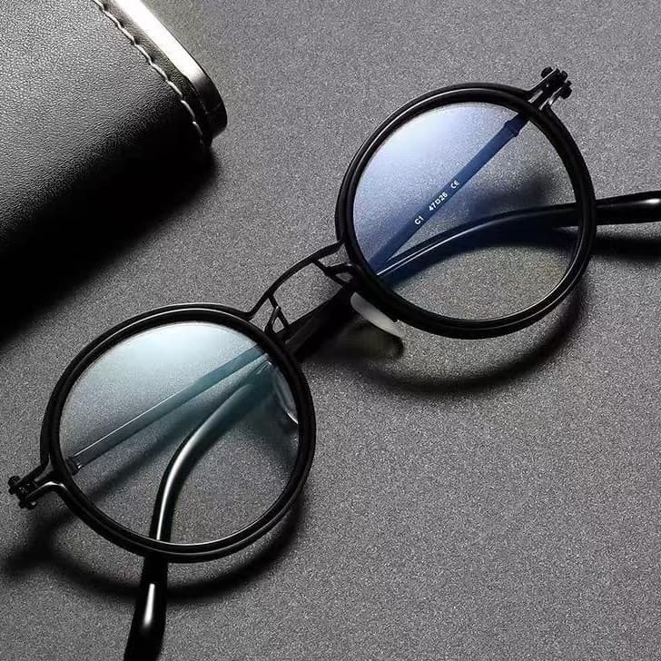 【 + 0 ° ~ + 400 Óculos De Sol Fotocromáticos De metal anti-Luz Azul Estilo punk De Armação Redonda Masculina Da Moda Ret