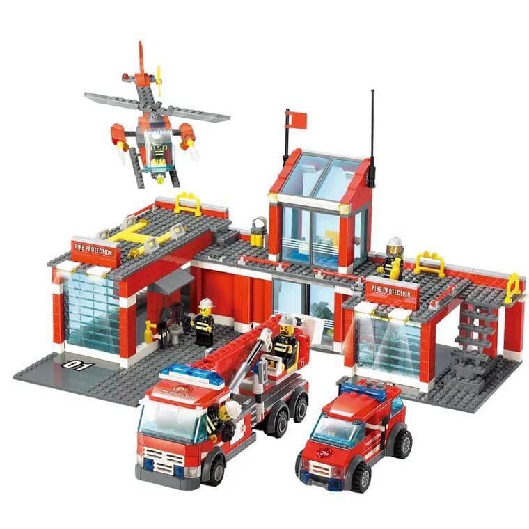 Brinquedo Educativo de Blocos de Construção para Meninos do Corpo de Bombeiros