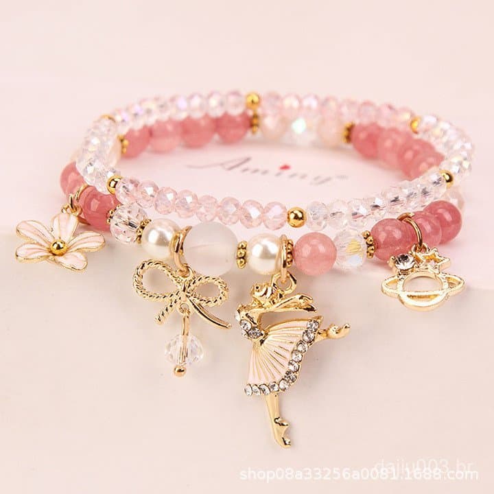 ⭐ ⭐ Pulseira de cristal simples e moderna em estilo coreano para mulheres, pulseira minimalista estilo floresta com ping